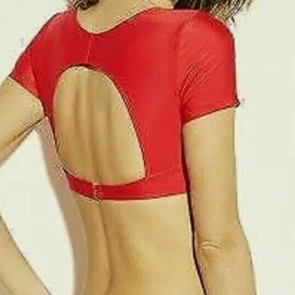 Xhilaration Red Bikini Swim Top Jrs 11/13 Wmns 8/10 Tie Front Open Back - Picture 10 of 10